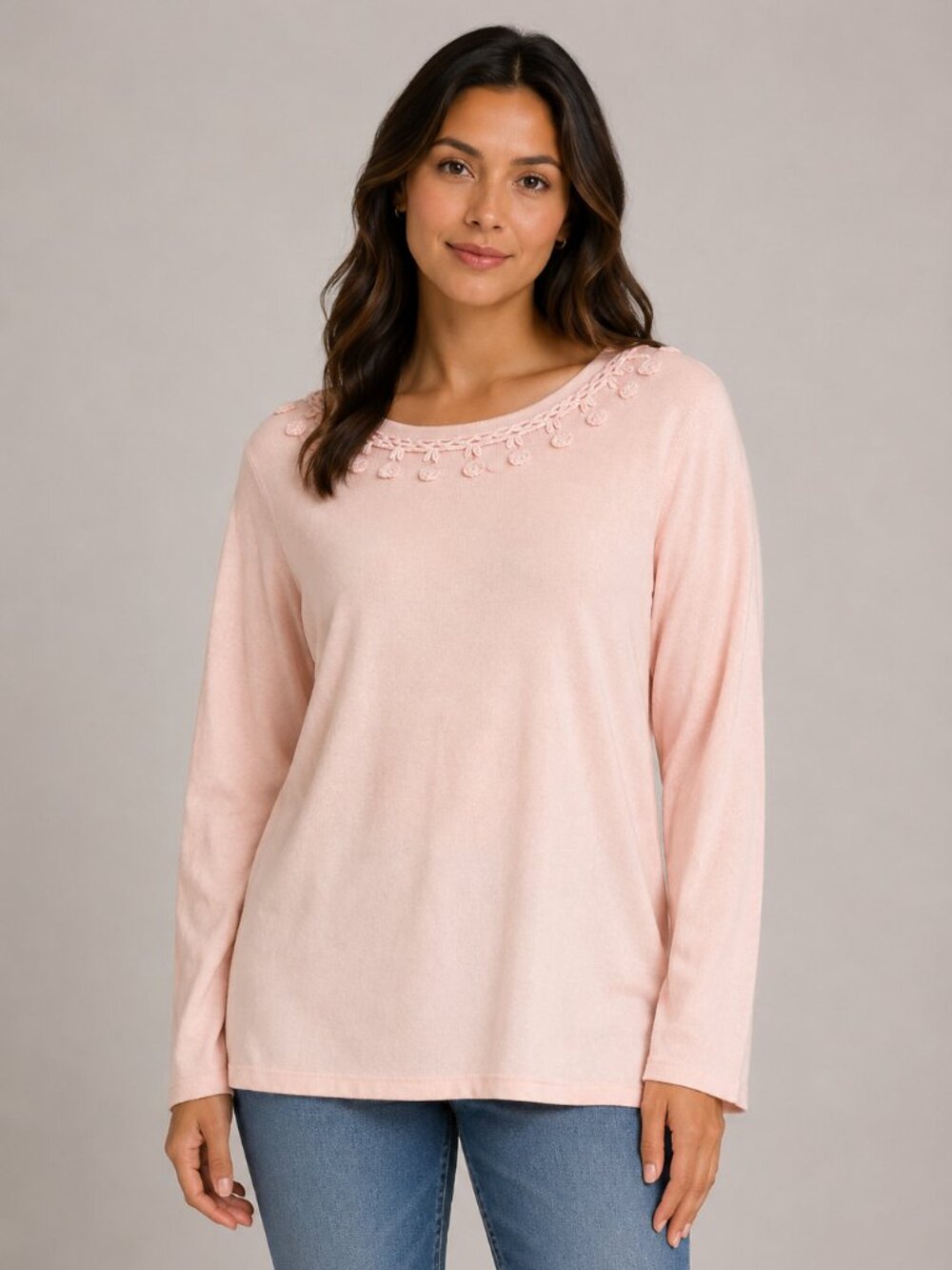 George by Mark Eisen Pink Cotton Cashmere Embellished Sweater XL 16/18 NWT